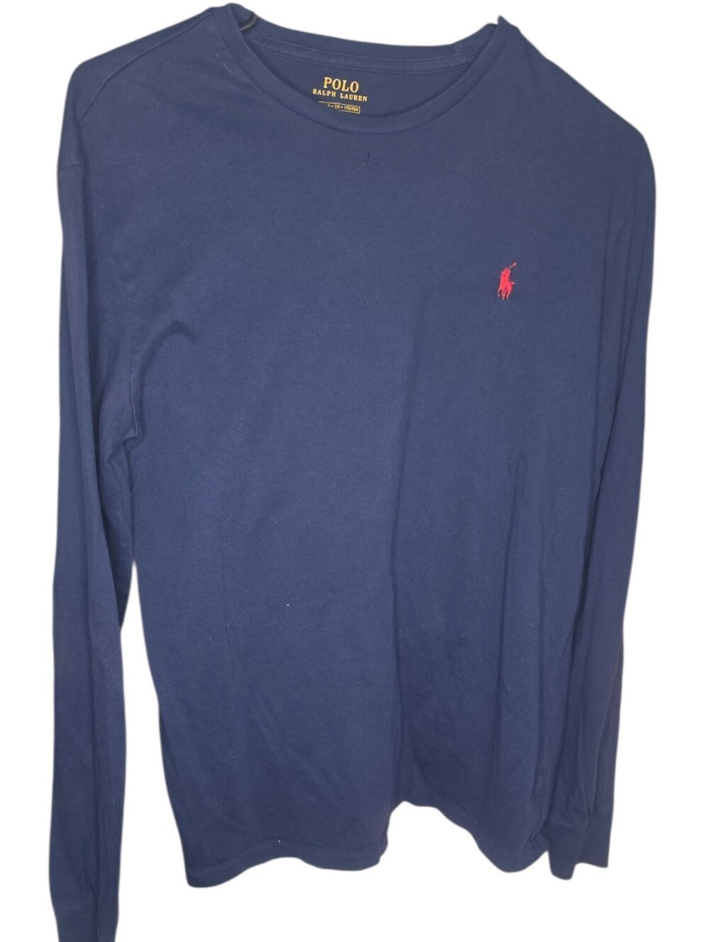 Polo by Ralph Lauren Navy Long-Sleeve Crewneck Tee with Red Pony - Picture 1 of 4